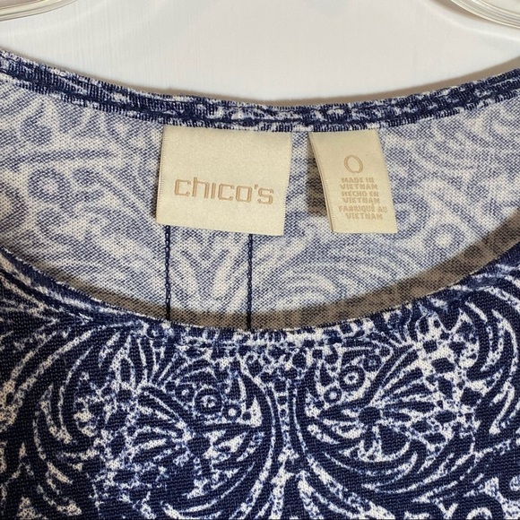 CHICO’S tunic top pullover blue and white small - Picture 3 of 9